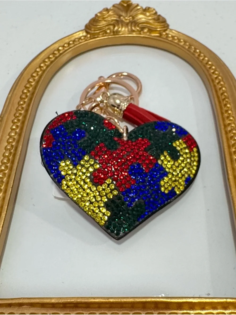 New Multicolor Crystal Heart Keychain